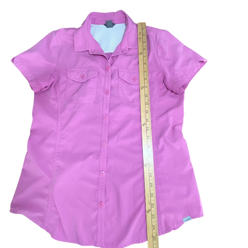 Eddie Bauer Womens Pink Micro Check Short Sleeve Hiking Shirt Small 86E/05